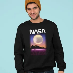 Nasa Retro Sunset And Grid Sweatshirt Men's -NASA Designs