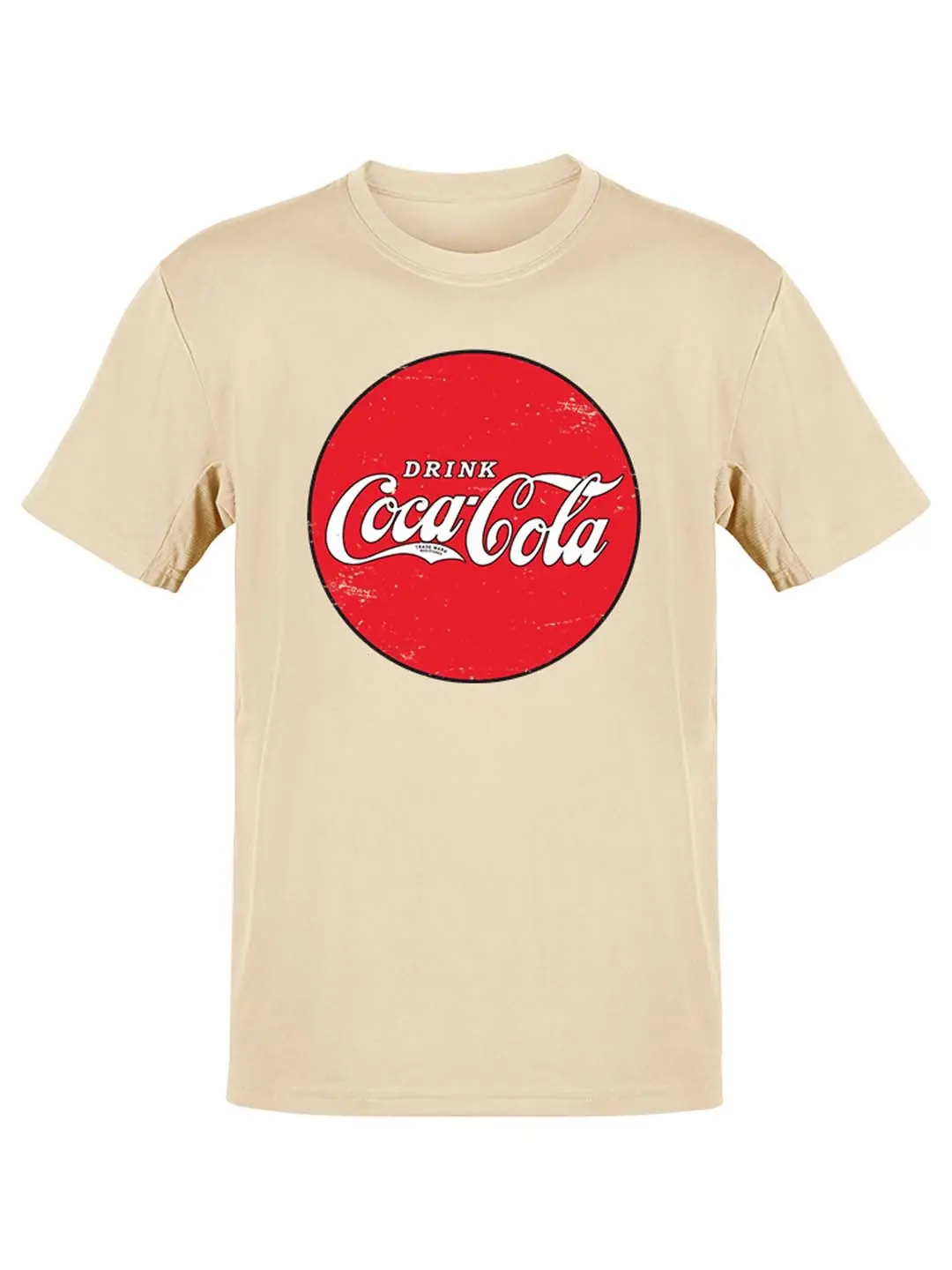 Officially Licensed Coca-Cola Round Vintage Logo Sign Men's T-shirt