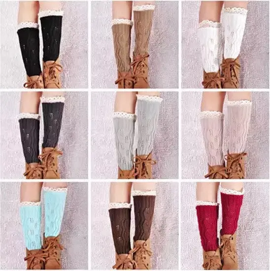 Vintage Style CableKnit At Your Feet Leg Warmer Socks With Lace - Image 3