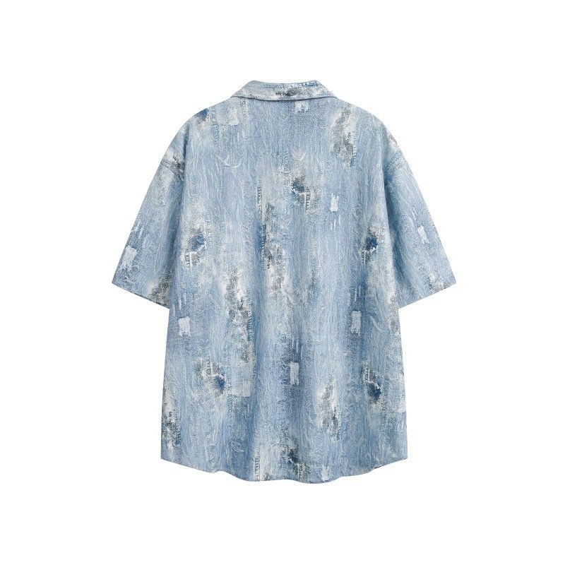 Cowboy short sleeved shirt men's retro loose casual shirt - Image 4