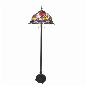 CARRELL Tiffany-style 3 Light Roses Floor Lamp 20" Shade