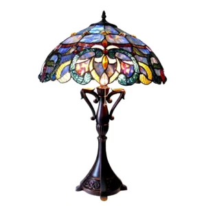 NORA Tiffany Style Victorian 2 Light Table lamp 18" Shade