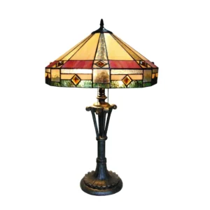 RIDLEY Tiffany-style 2 Light Mission Table Lamp 18" Shade