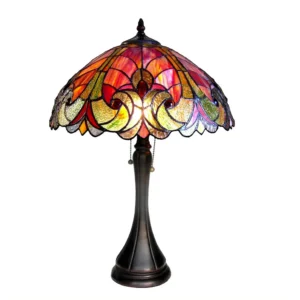 AMOR Tiffany-style 2 Light Victorian Table Lamp 16" Shade