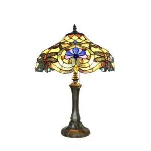 AMBERWING Tiffany-style 2 Light Dragonfly Table Lamp 17" Shade