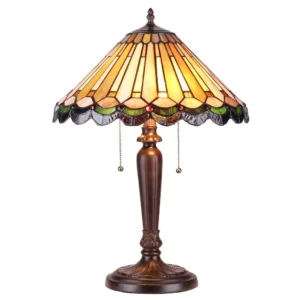 INEZ Tiffany-style 2 Light Mission Table Lamp 16" Shade