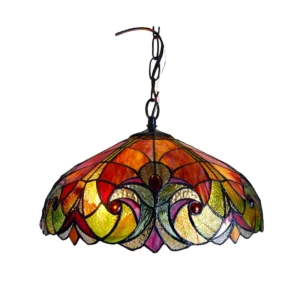 LIAISON Tiffany-style 2 Light Victorian Ceiling Pendent 18" Shade