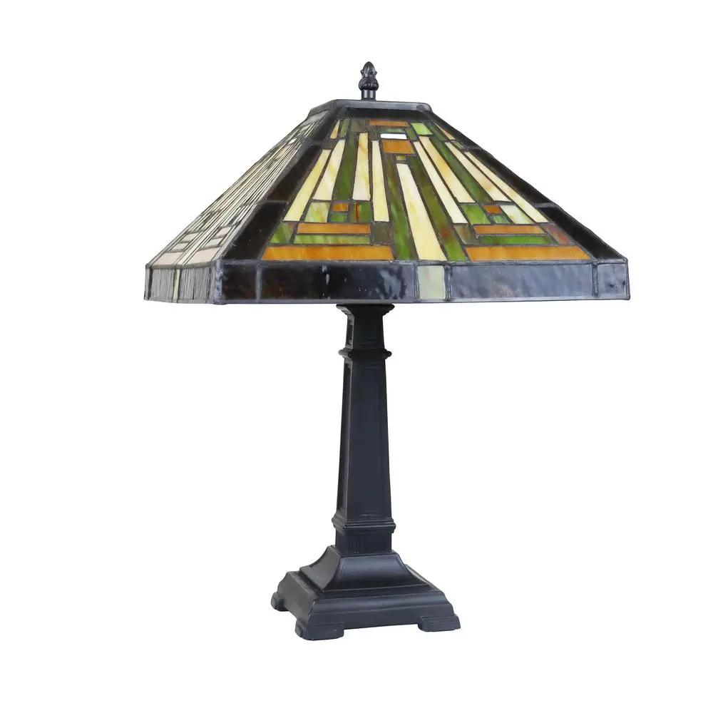 CHLOE Lighting INNES Mission Tiffany-Style Blackish Bronze 1 Light Table Lamp 12" Wide - Image 2