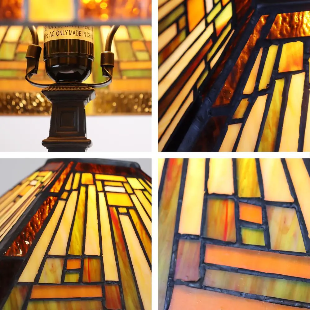 CHLOE Lighting INNES Mission Tiffany-Style Blackish Bronze 1 Light Table Lamp 12" Wide - Image 4