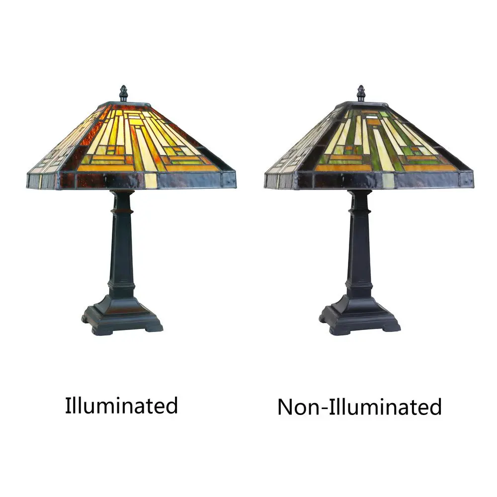 CHLOE Lighting INNES Mission Tiffany-Style Blackish Bronze 1 Light Table Lamp 12" Wide - Image 5