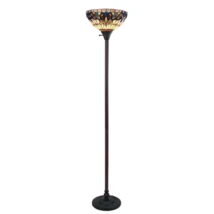 CHLOE Lighting SERENITY Victorian Tiffany-style Dark Bronze 1 Light Torchiere Lamp 14" Wide