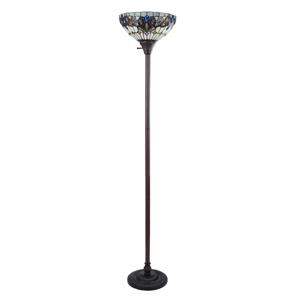 CHLOE Lighting SERENITY Victorian Tiffany-style Dark Bronze 1 Light Torchiere Lamp 14" Wide - Image 2