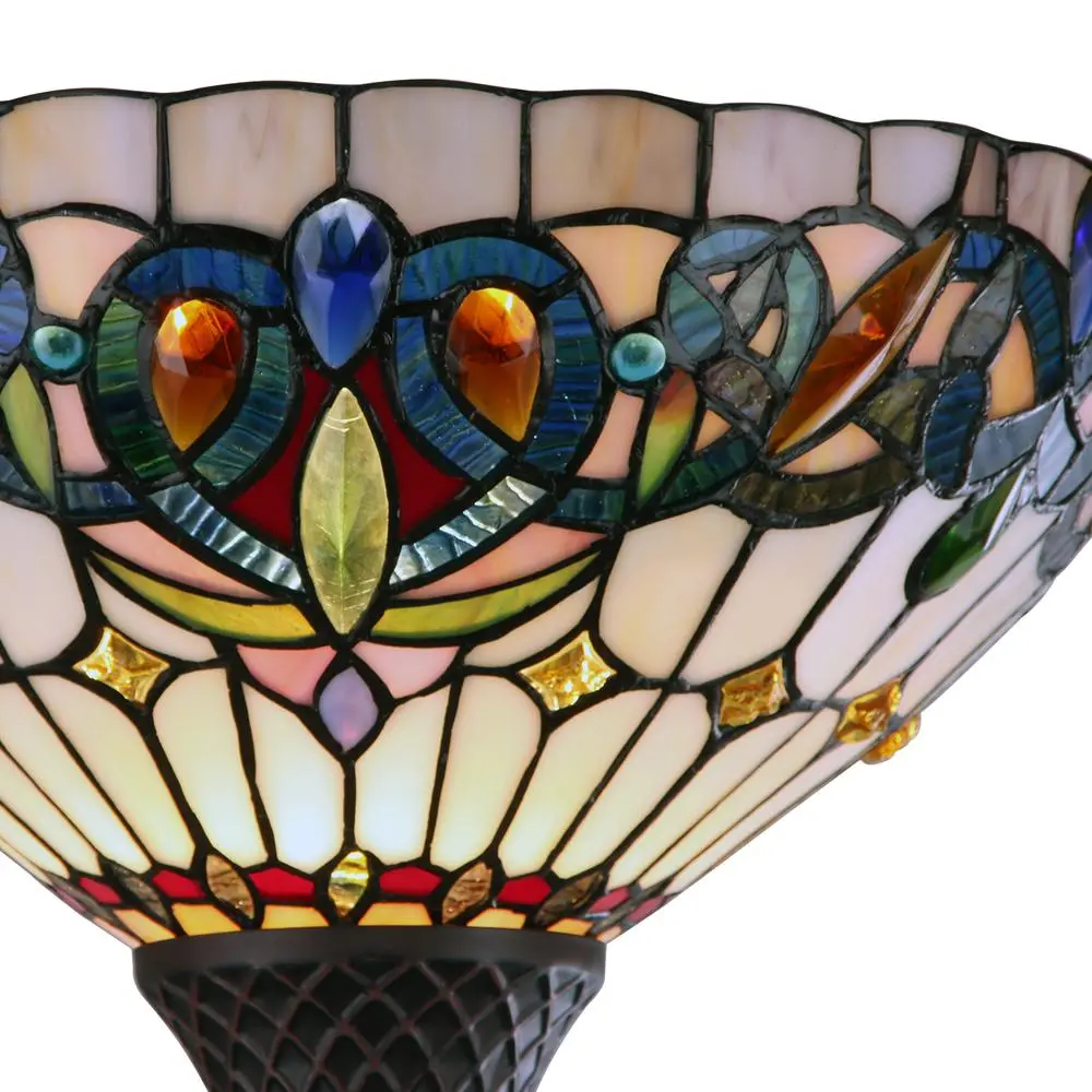 CHLOE Lighting SERENITY Victorian Tiffany-style Dark Bronze 1 Light Torchiere Lamp 14" Wide - Image 3