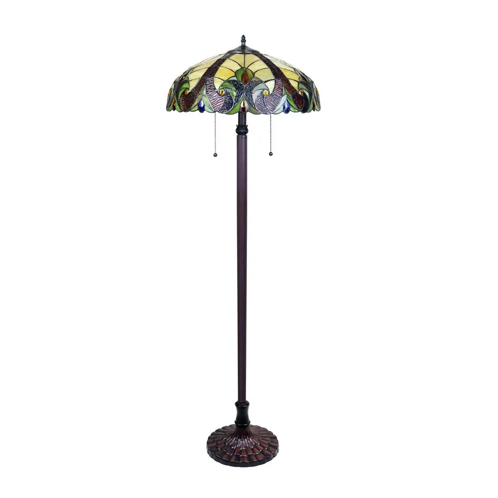 CHLOE Lighting ADIA Tiffany-Style Dark Bronze 2-Light Victorian Floor Lamp 18" Shade - Image 2