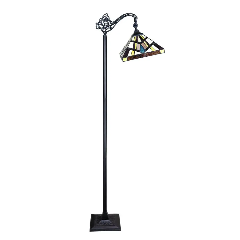CHLOE Lighting VINCENT Tiffany-Style Blackish Bronze 1-Light Mission Reading Floor Lamp 11" Shade - Image 2