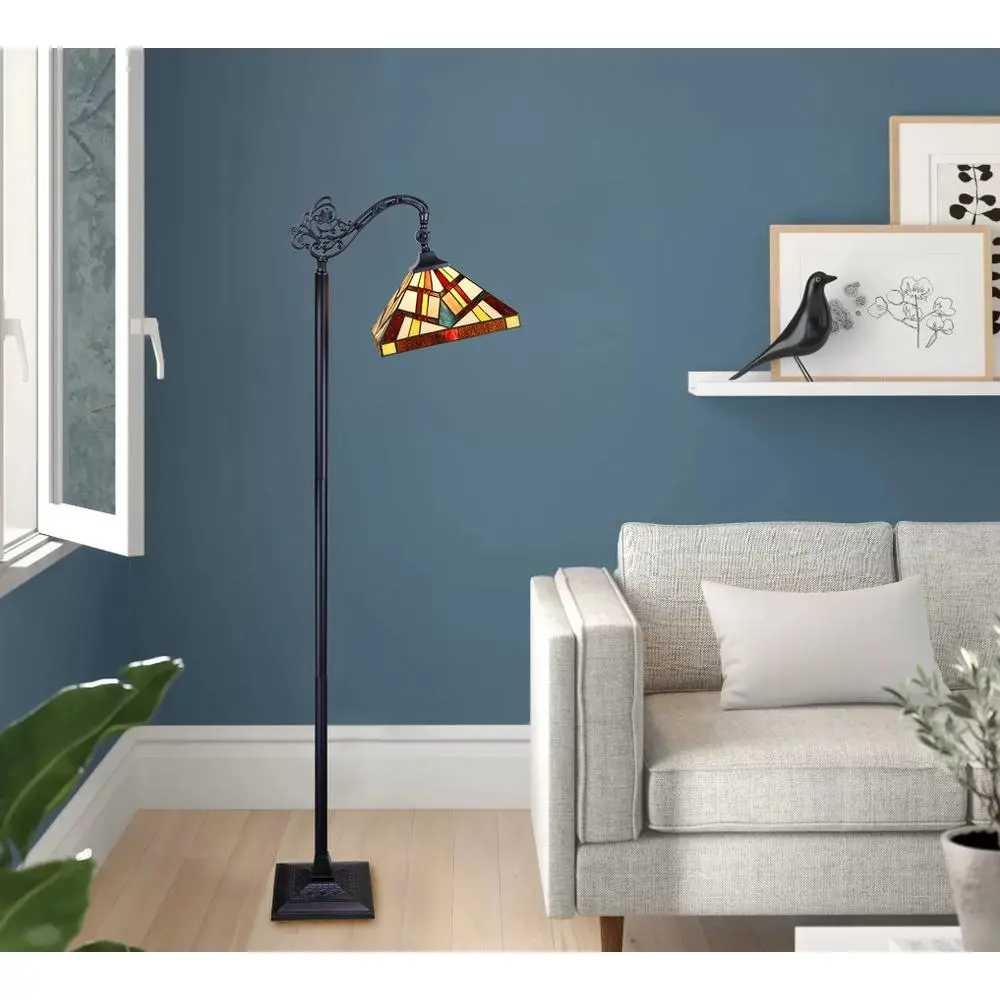 CHLOE Lighting VINCENT Tiffany-Style Blackish Bronze 1-Light Mission Reading Floor Lamp 11" Shade - Image 5