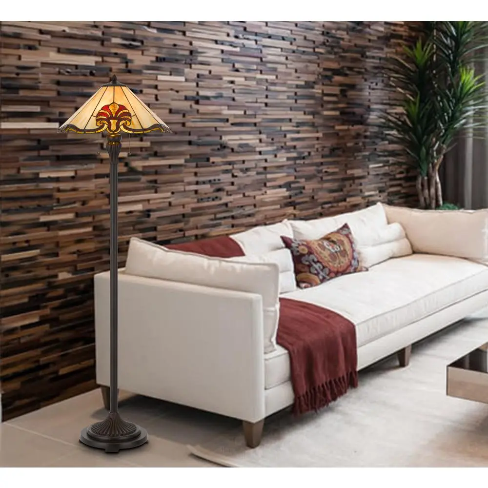 60W X 2 Tiffany Table Lamp With Pull Chain Switch With Metal And Resin Lamp Body - Image 2