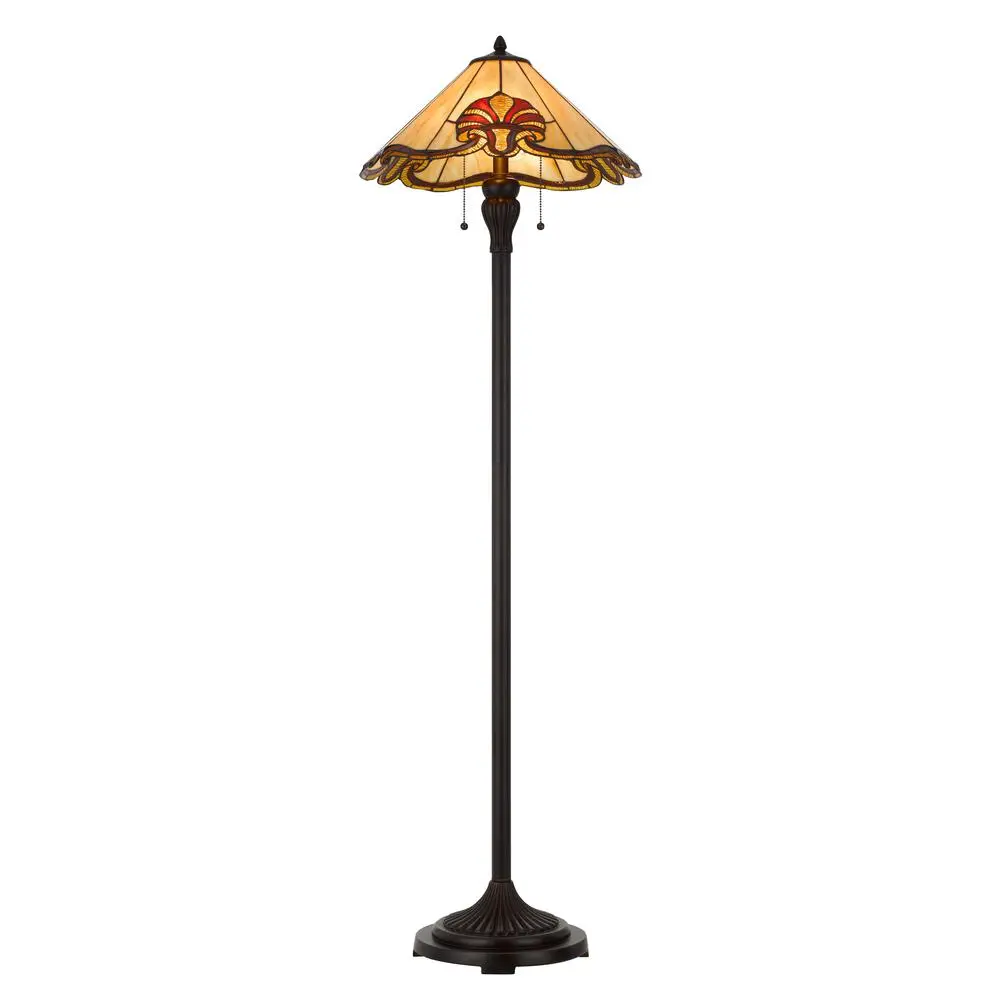 60W X 2 Tiffany Table Lamp With Pull Chain Switch With Metal And Resin Lamp Body - Image 4