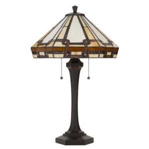 60W X 2 Tiffany Table Lamp With Pull Chain Switch With Resin Lamp Body