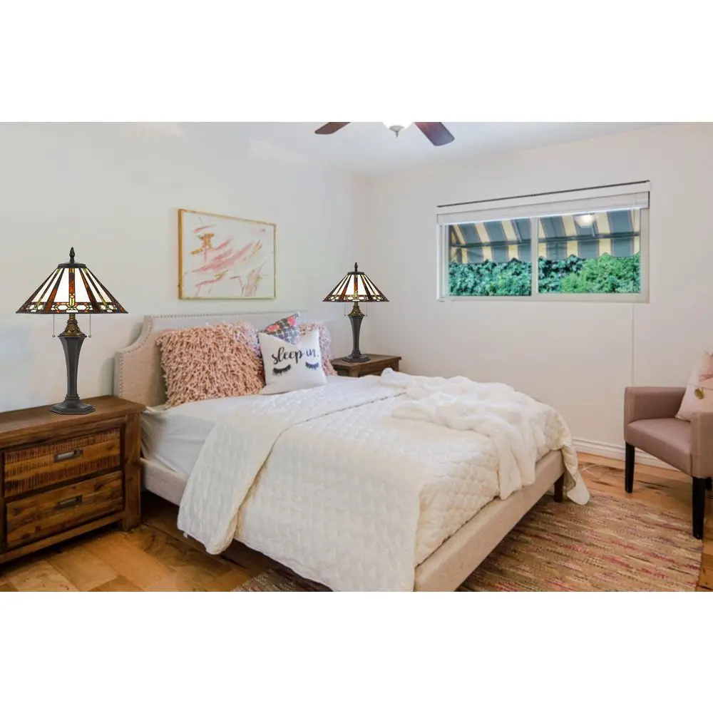 60W X 2 Tiffany Table Lamp - Image 2