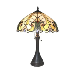 AMOR Tiffany-style 2 Light Victorian Table Lamp 16" Shade