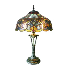 ALESSANDRA Tiffany-style 2 Light Victorian Table Lamp 17" Shade