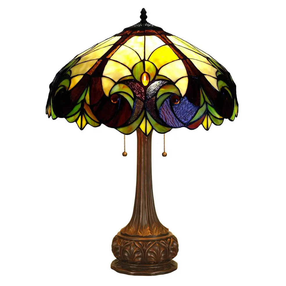 LIAISON Tiffany-style 2 Light Victorian Table Lamp 18" Shade