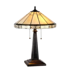 BELLE Tiffany-style 2 Light Mission Table Lamp 16" Shade