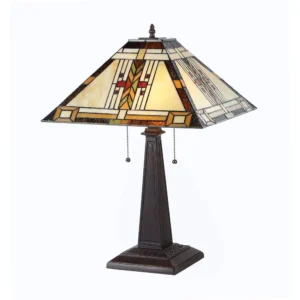 Tiffany-style 2 Light Mission Table Lamp 16" Shade