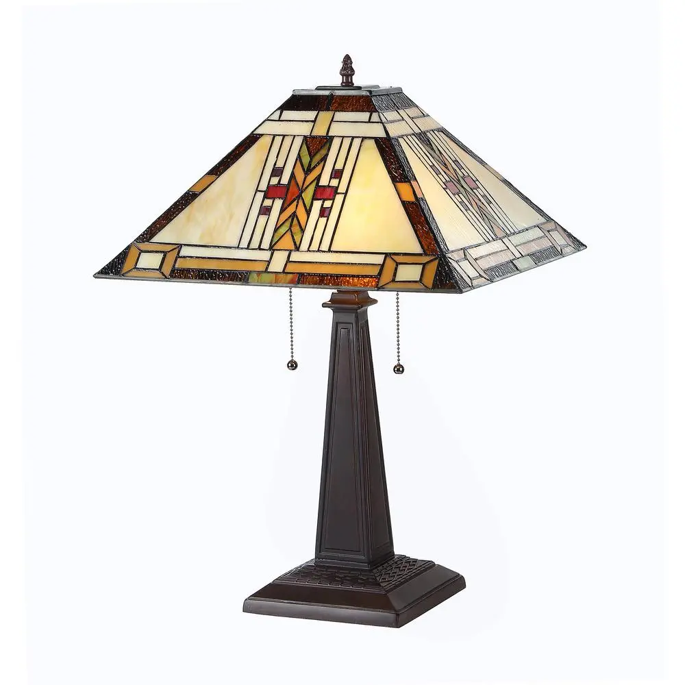 Tiffany-style 2 Light Mission Table Lamp 16" Shade