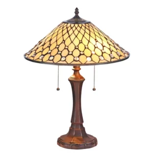 FANNY Tiffany-style Victorian 2 Light Table Lamp 16" Wide