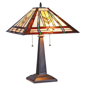 TARBEN Tiffany-style Victorian 2 Light Table Lamp 16" Wide