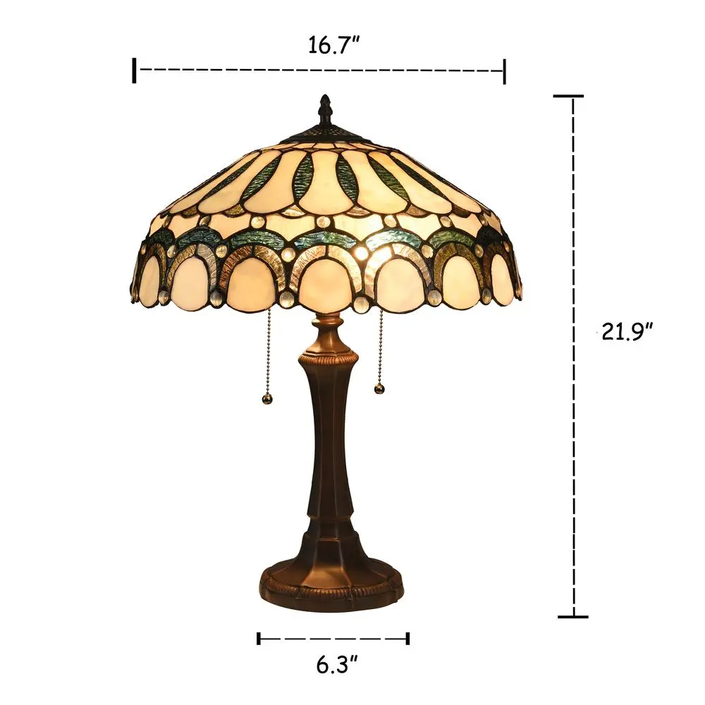 CLAUDE Tiffany-style 2 Light Victorian Table Lamp 17" Shade