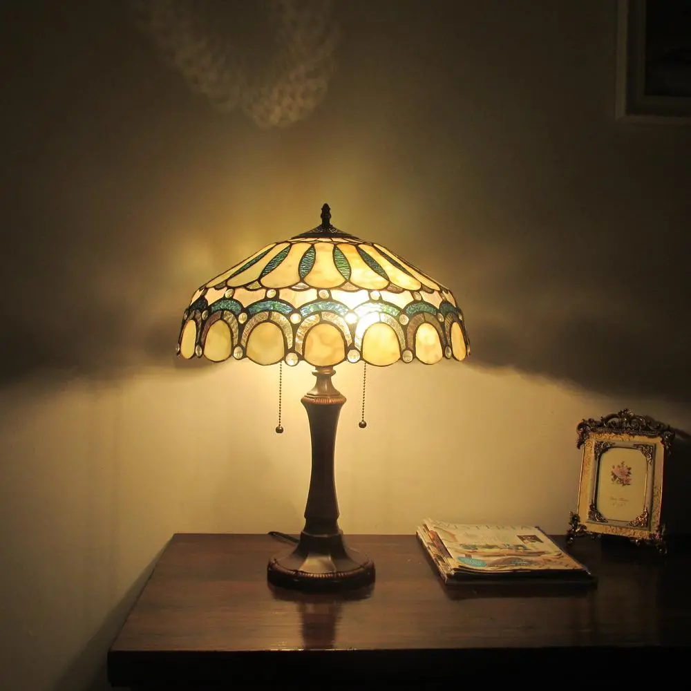CLAUDE Tiffany-style 2 Light Victorian Table Lamp 17" Shade - Image 2