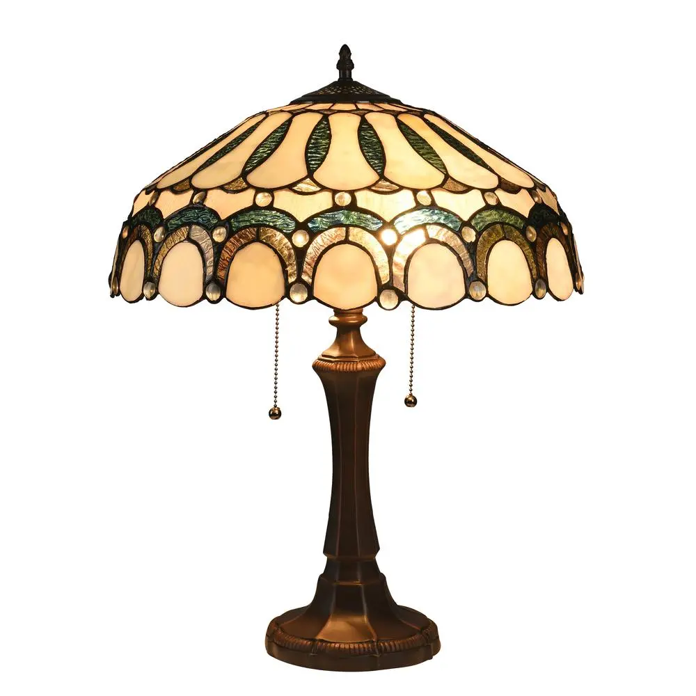 CLAUDE Tiffany-style 2 Light Victorian Table Lamp 17" Shade - Image 4