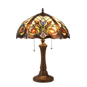CHLOE Lighting LENNON Tiffany-style Dark Bronze 2 Light Victorian Table Lamp 16" Shade