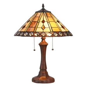 GODWINE Tiffany-style 2 Light GeometricTable Lamp 16" Shade