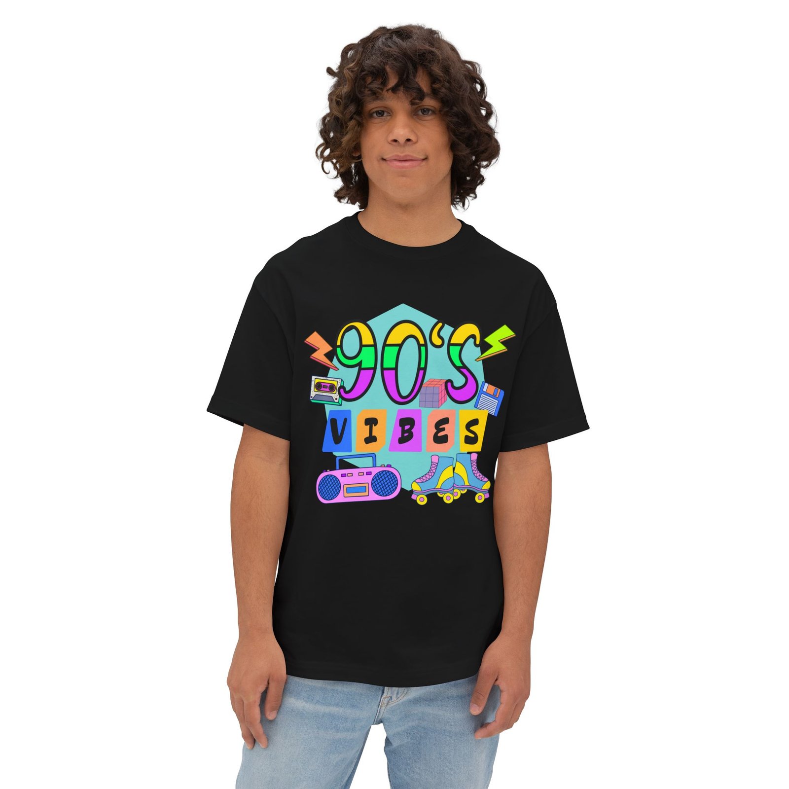90's Vibes Unisex Oversized Boxy Tee, Retro Graphic Tee, Casual Summer Shirt, Perfect for Nostalgia Lovers, Gift for Music Fans - Image 15