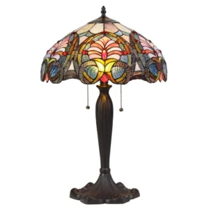 HAZEL Tiffany-style 2 Light Victorian Table Lamp 16" Shade