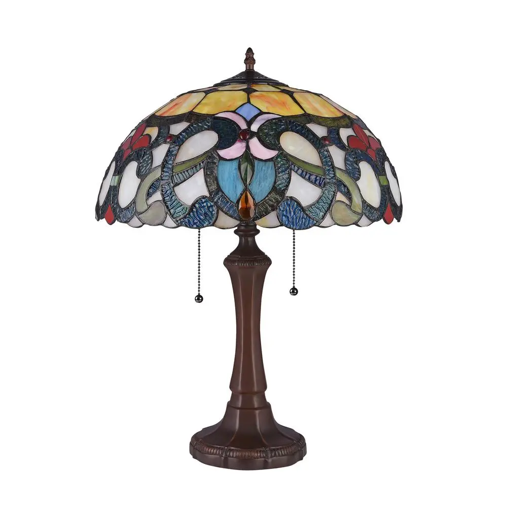 CHLOE Lighting AUGUST Tiffany-style Dark Bronze 2 Light Victorian Table Lamp 16" Shade - Image 2