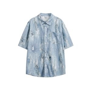 Cowboy short sleeved shirt men's retro loose casual shirt