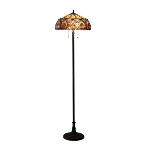 SUNNY Tiffany-style 2 Light Floral Floor Lamp 18" Shade