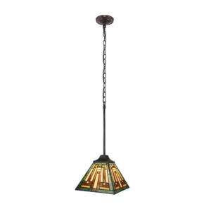 Firman Tiffany-Style 1-Light Mission Ceiling Pendant 8" Shade