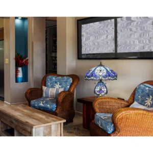 60W X 2 Tiffany Table Lamp With 7W Night Light