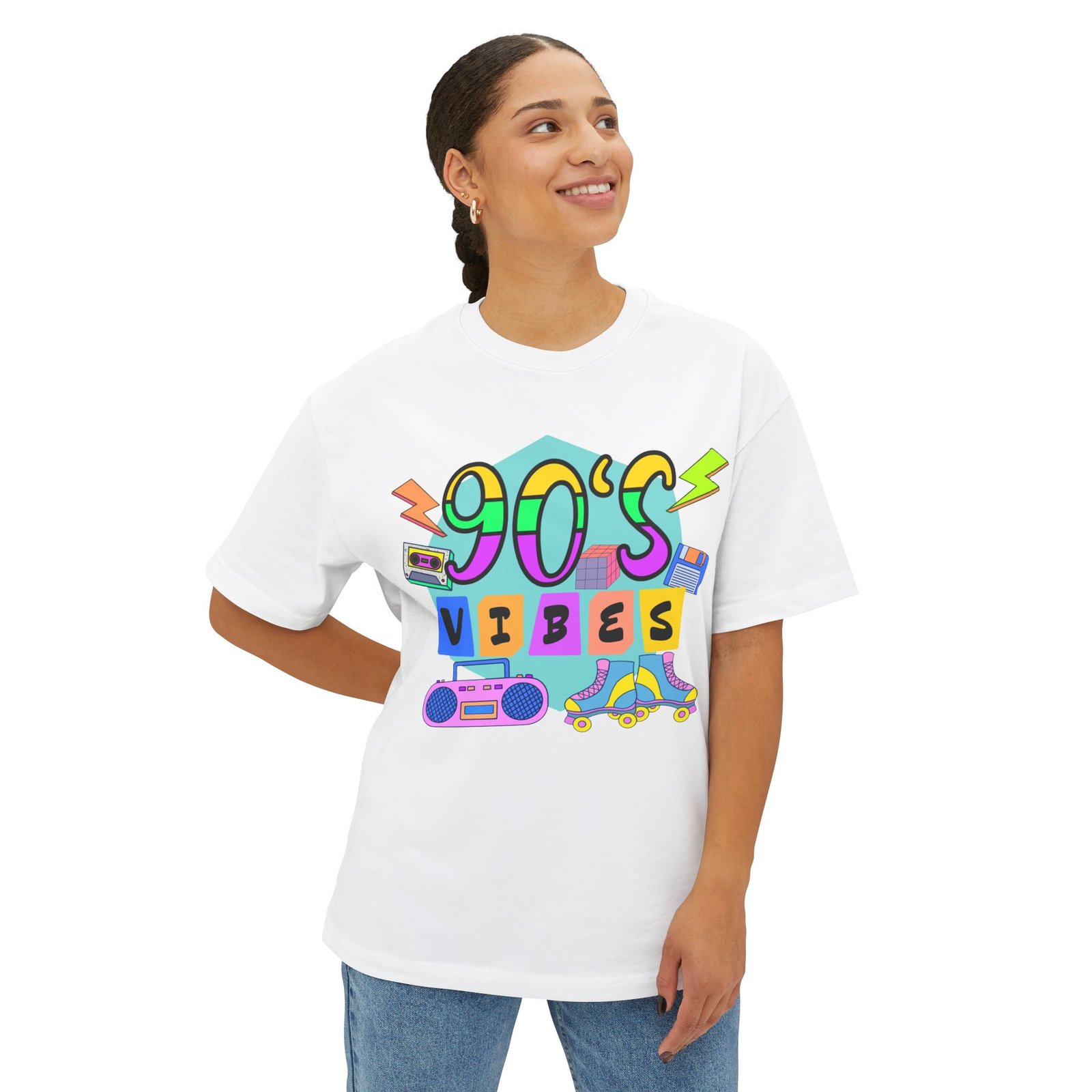 90's Vibes Unisex Oversized Boxy Tee, Retro Graphic Tee, Casual Summer Shirt, Perfect for Nostalgia Lovers, Gift for Music Fans