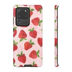 Strawberry Tough Phone Case | Cute Berry Phone Cover, Floral Phone Case, Summer Accessory, Gift for Her, Trendy Tech